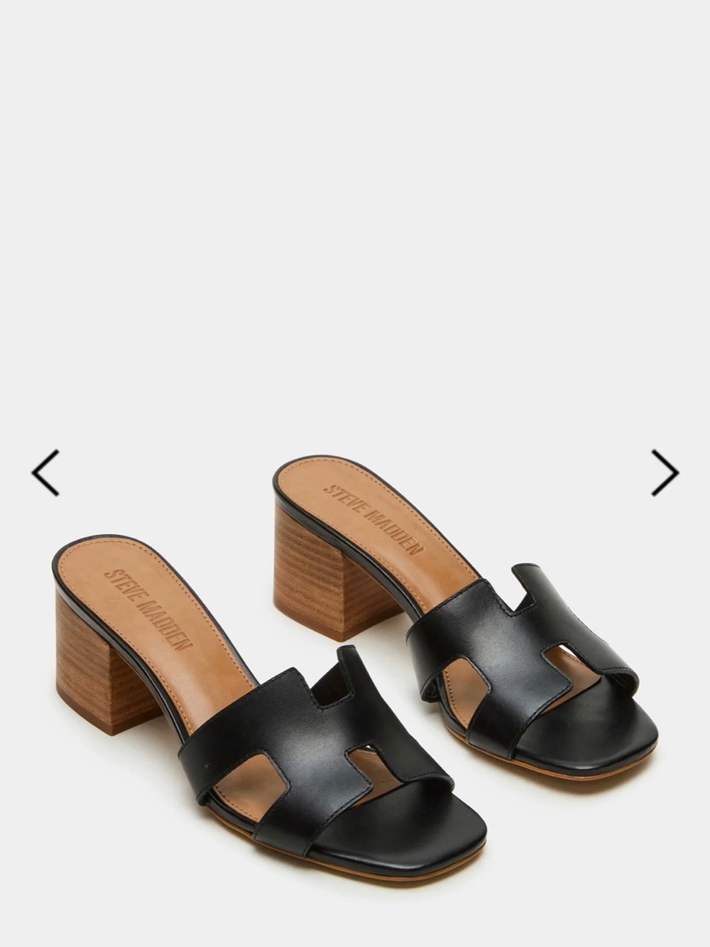 Steve Madden Hana Black Leather Mules